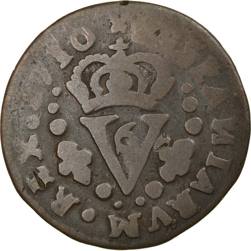 Coin, Spain, Philip V, Seiseno, 1710, Valencia, VF(20-25), Copper, KM:248