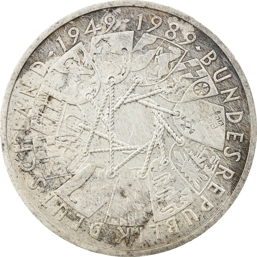 Moeda, ALEMANHA - REPÚBLICA FEDERAL, 10 Mark, 1989, Karlsruhe, Germany