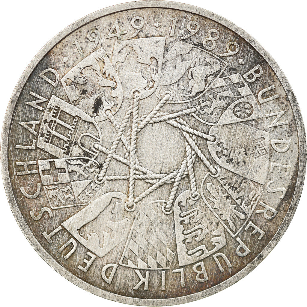 Moeda, ALEMANHA - REPÚBLICA FEDERAL, 10 Mark, 1989, Karlsruhe, Germany