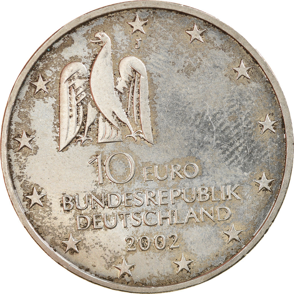 GERMANY - FEDERAL REPUBLIC, 10 Euro, 2002, Hamburg, MS(60-62), Silver, KM:217