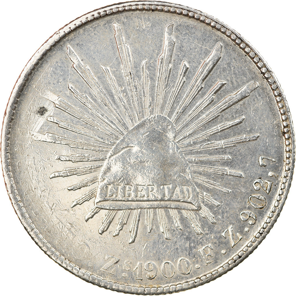 Coin, Mexico, Peso, 1900, Zacatecas, AU(50-53), Silver, KM:409.3