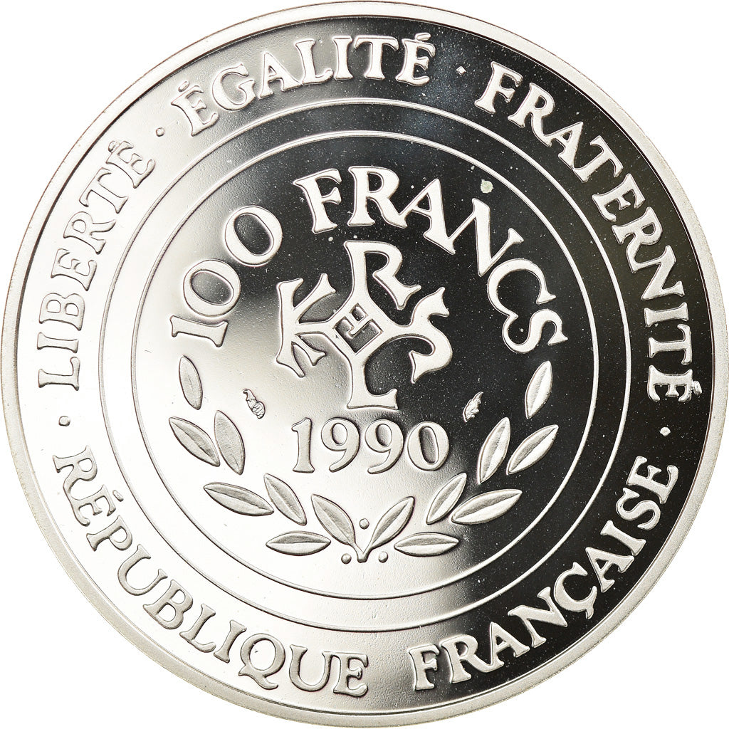 Coin, France, Charlemagne, 100 Francs-15 Ecus, 1990, BE, MS(65-70), Silver