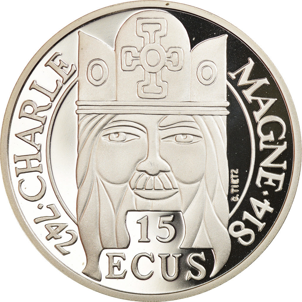 Monnaie, France, Charlemagne, 100 Francs-15 Ecus, 1990, BE, FDC, Argent