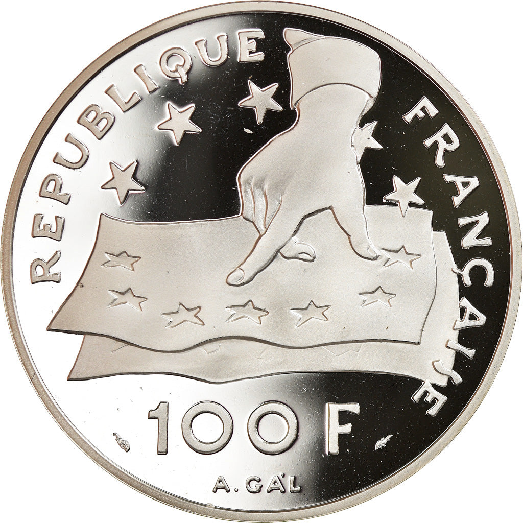 Coin, France, Descartes, 100 Francs, 1991, Paris, Proof, MS(65-70), Silver
