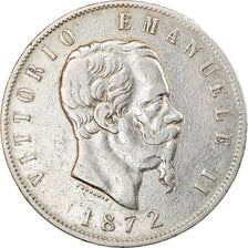 Coin, Italy, Vittorio Emanuele II, 5 Lire, 1872, Milan, VF(30-35), Silver