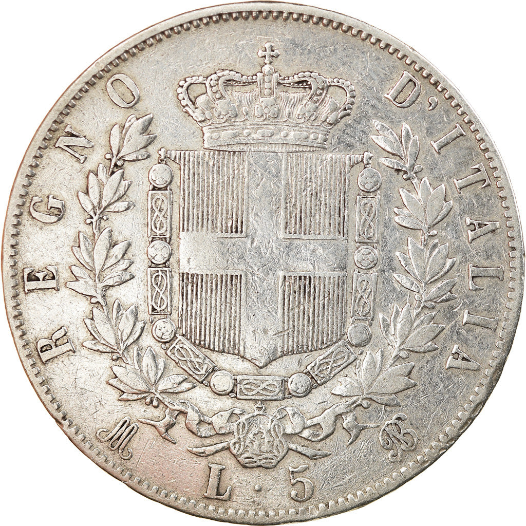 Coin, Italy, Vittorio Emanuele II, 5 Lire, 1872, Milan, VF(30-35), Silver