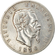 Münze, Italien, Vittorio Emanuele II, 5 Lire, 1876, Rome, S+, Silber, KM:8.4