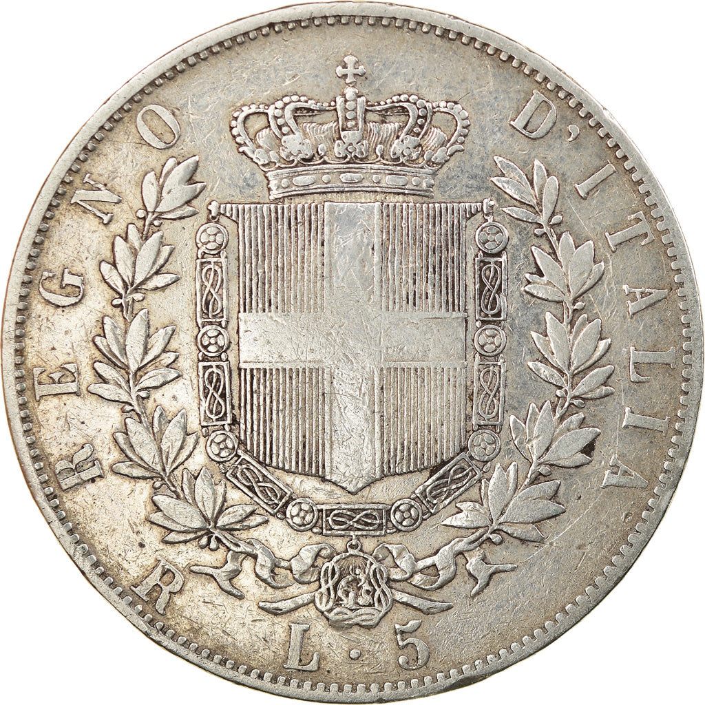 Münze, Italien, Vittorio Emanuele II, 5 Lire, 1876, Rome, S+, Silber, KM:8.4