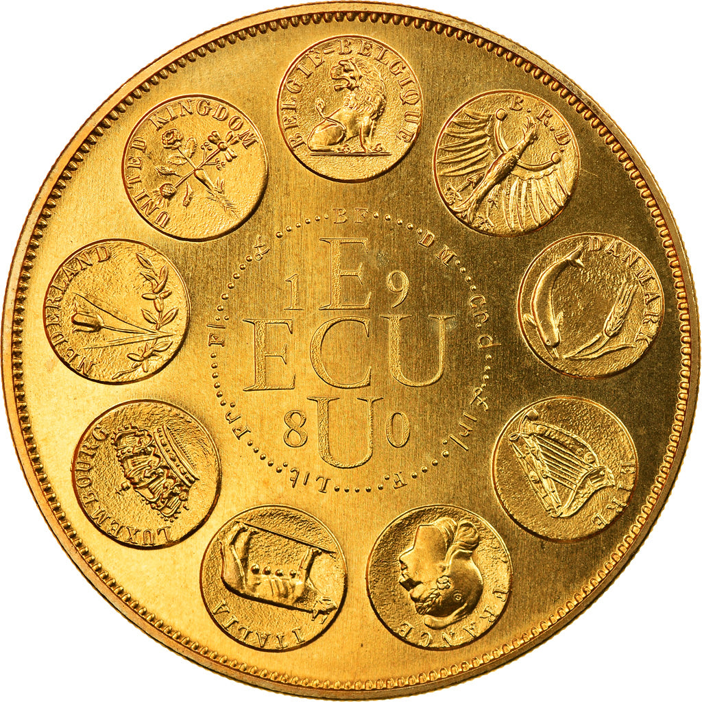 France, Médaille, Ecu Europa, Europe Assise, 1980, Rodier, SPL+, Gilt Bronze