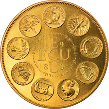 France, Médaille, Ecu Europa, Europe Assise, 1980, Rodier, SPL+, Gilt Bronze