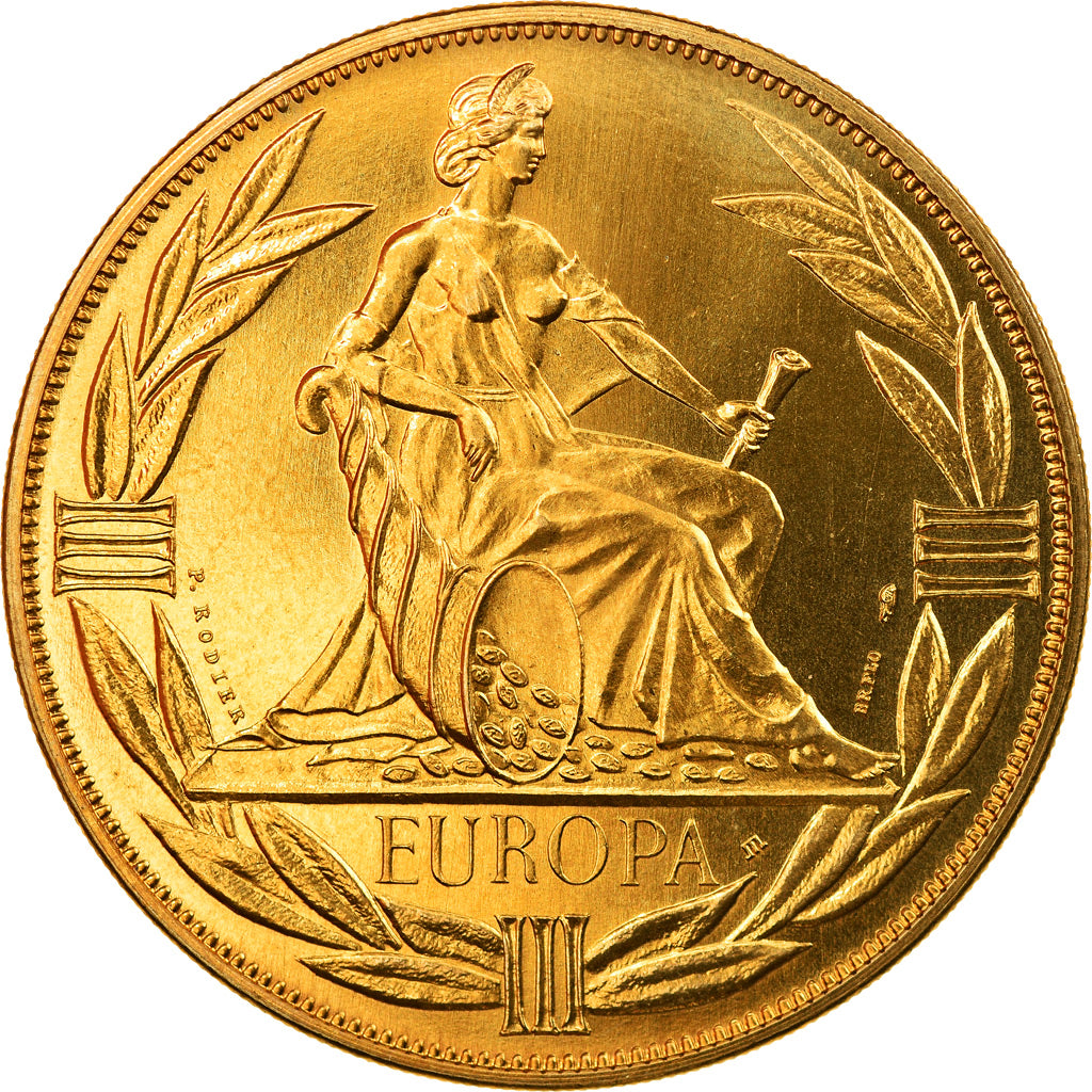 France, Médaille, Ecu Europa, Europe Assise, 1980, Rodier, SPL+, Gilt Bronze
