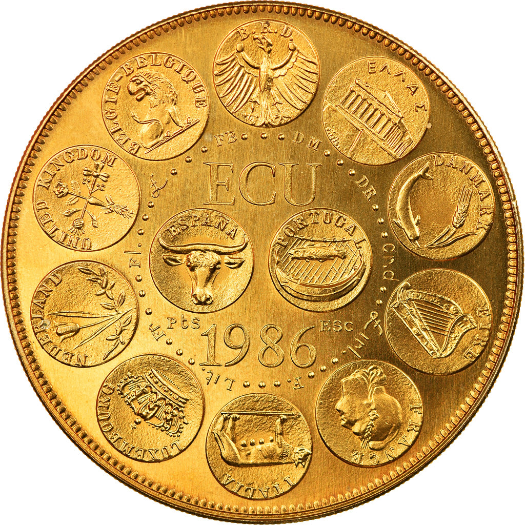 Frankrijk, Medaille, Ecu Europa, Marianne, 1986, Rodier, UNC, Gilt Bronze