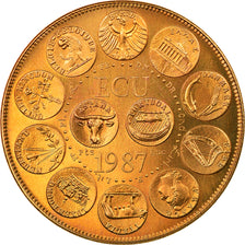 Francia, medaglia, Ecu Europa, Marianne, 1987, Rodier, SPL+, Bronzo dorato
