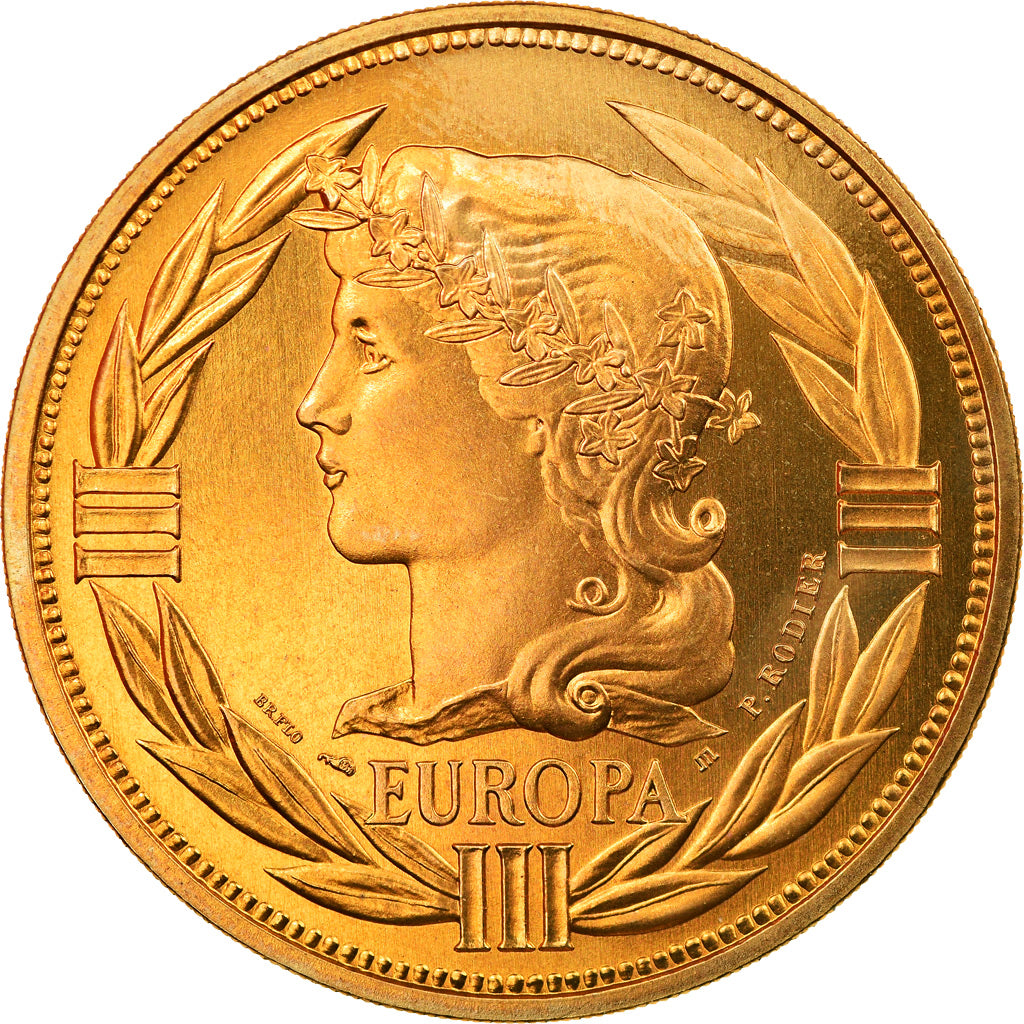 Francia, medaglia, Ecu Europa, Marianne, 1987, Rodier, SPL+, Bronzo dorato