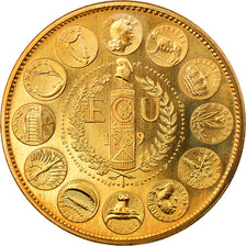 França, Medal, Ecu Europa, Marianne, 1989, Rodier, MS(64), Bronze Dourado
