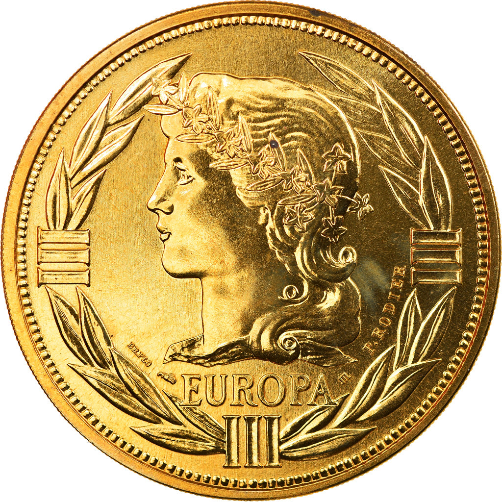 França, Medal, Ecu Europa, Marianne, 1989, Rodier, MS(64), Bronze Dourado