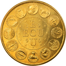 France, Médaille, Ecu Europa, Marianne, 1990, Rodier, SPL+, Gilt Bronze