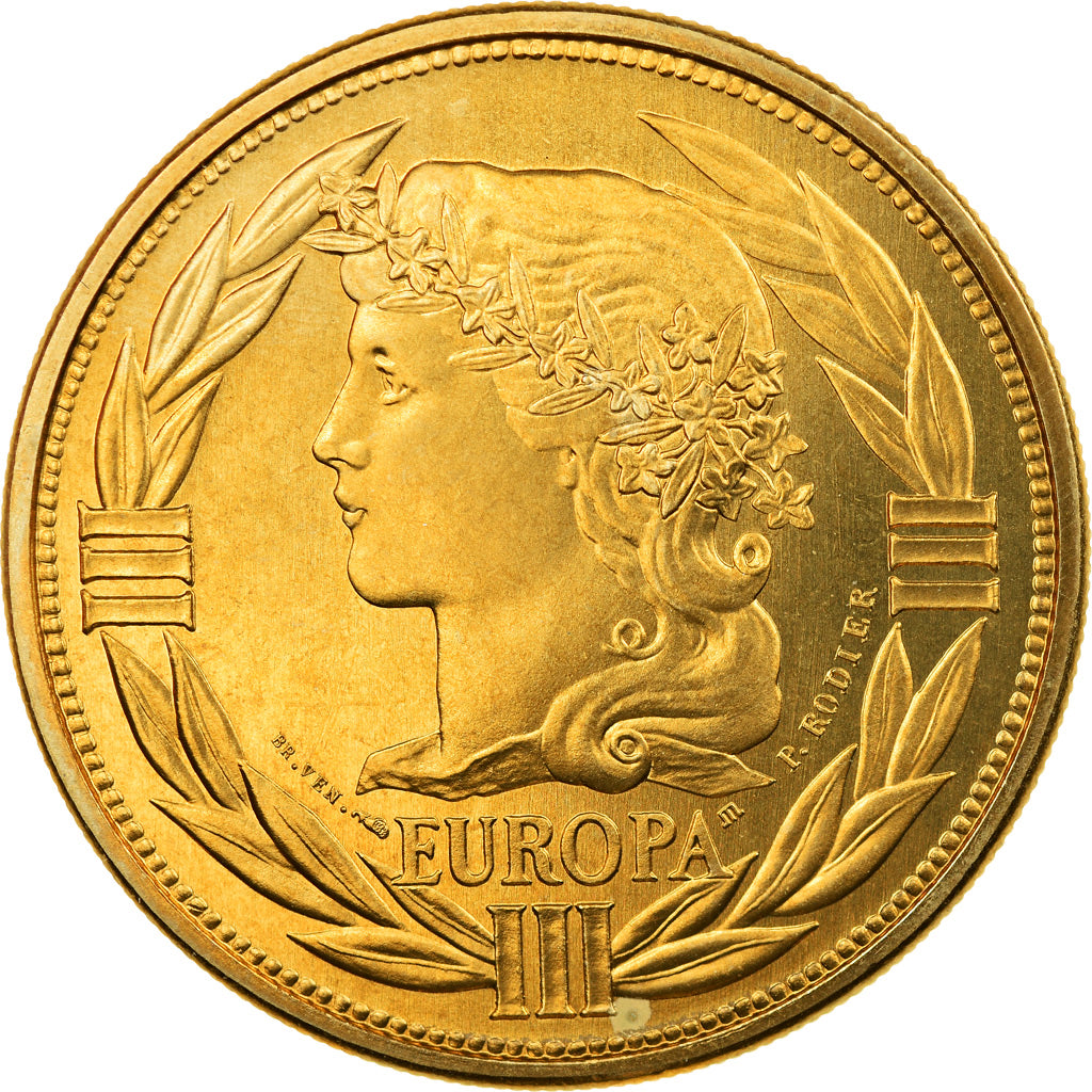 France, Médaille, Ecu Europa, Marianne, 1990, Rodier, SPL+, Gilt Bronze