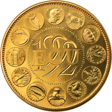 France, Medal, Ecu Europa, Marianne, 1992, Rodier, MS(64), Gilt Bronze
