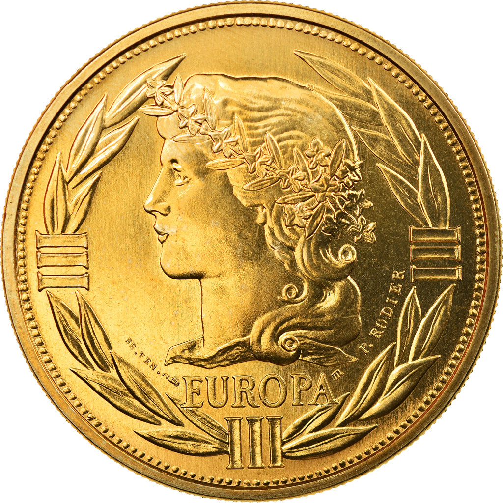 France, Medal, Ecu Europa, Marianne, 1992, Rodier, MS(64), Gilt Bronze