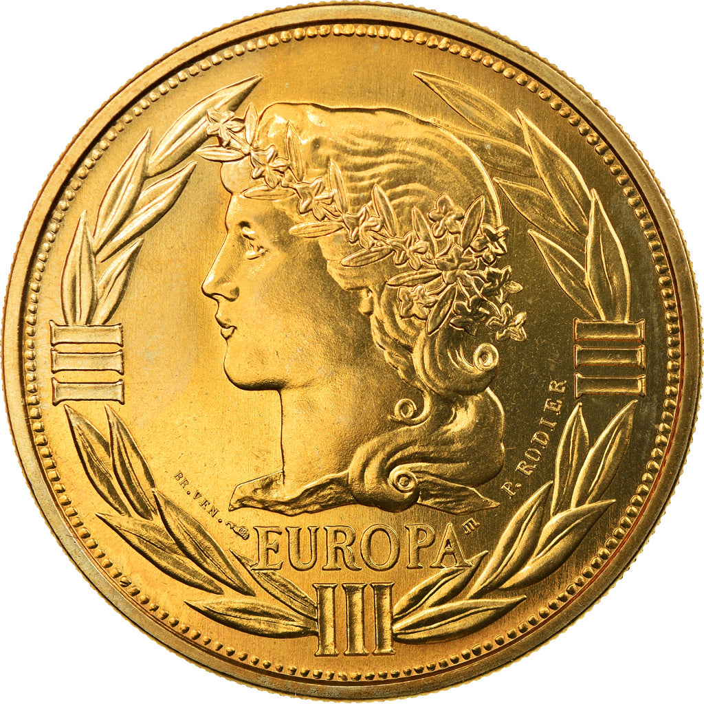 France, Medal, Ecu Europa, Marianne, 1992, Rodier, MS(63), Gilt Bronze