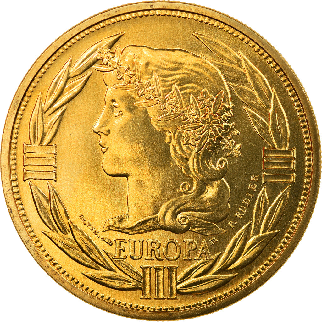 Francia, medaglia, Ecu Europa, Marianne, 1993, Rodier, SPL+, Bronzo dorato
