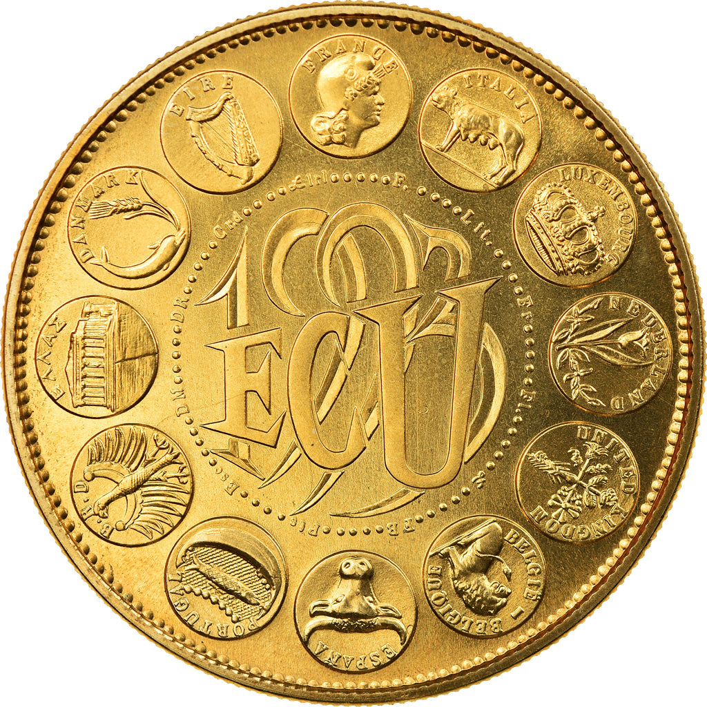 France, Medal, Ecu Europa, Marianne, 1993, Rodier, MS(63), Gilt Bronze