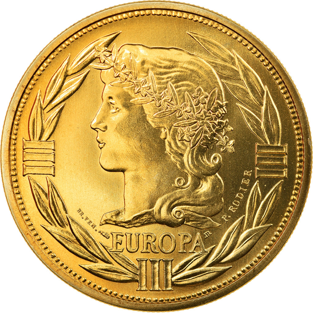 France, Medal, Ecu Europa, Marianne, 1993, Rodier, MS(63), Gilt Bronze