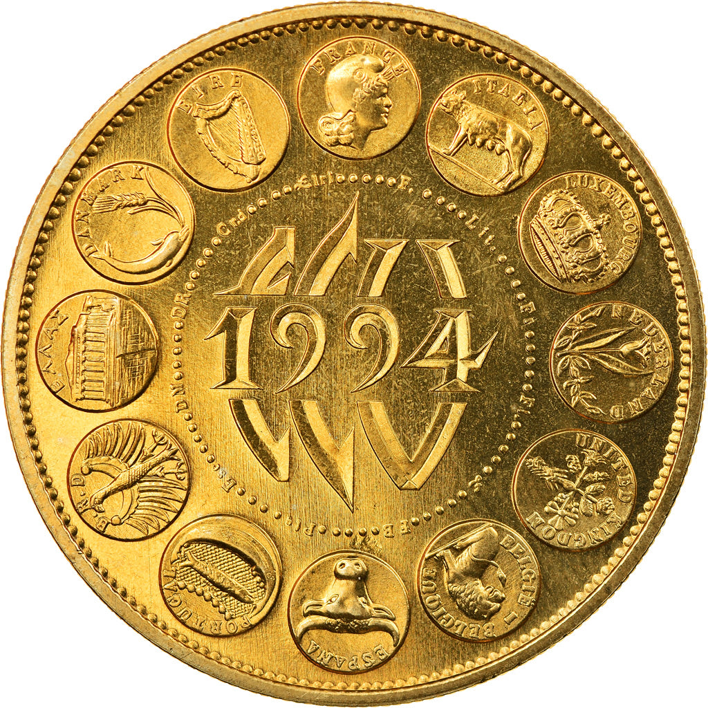 France, Medal, Ecu Europa, Marianne, 1994, Rodier, MS(64), Gilt Bronze