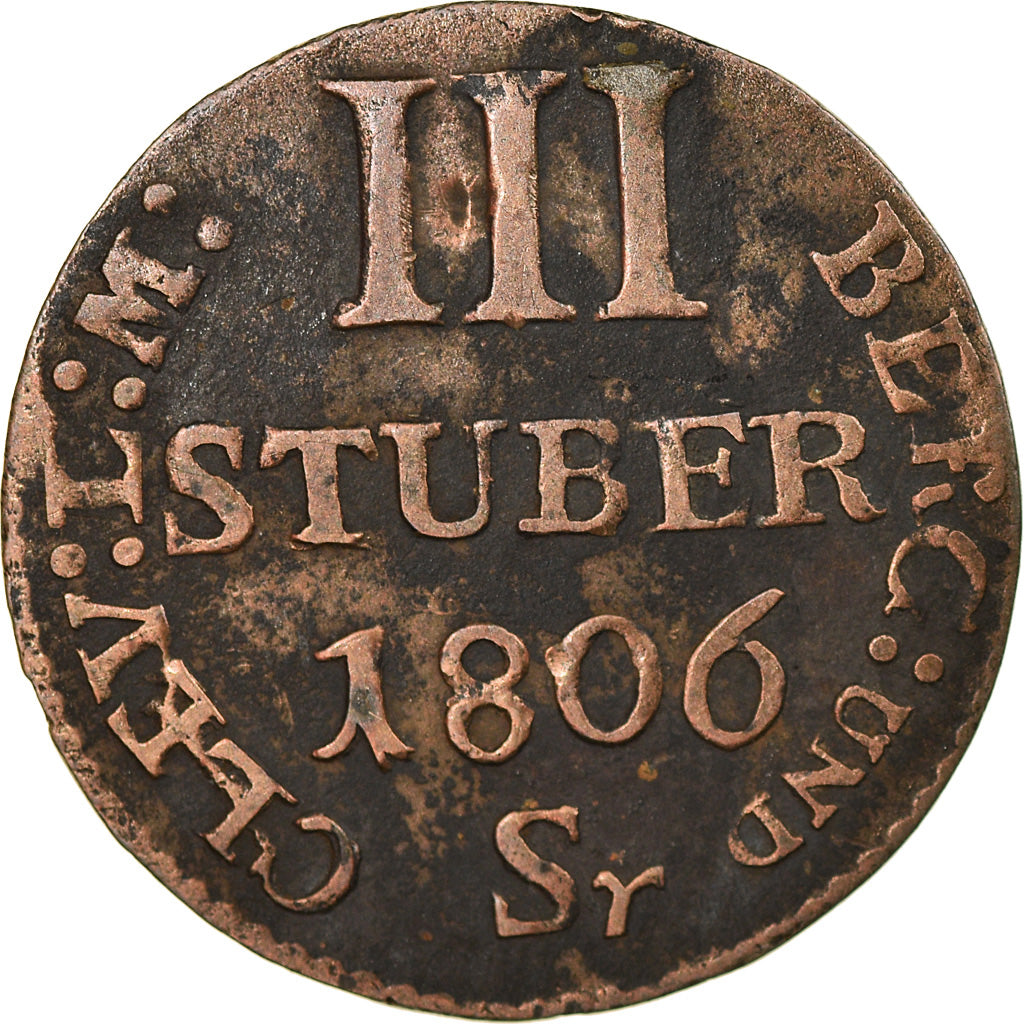 Moneda, Estados alemanes, BERG, Joachim Murat, 3 Stüber, 1806, D, MBC, Plata