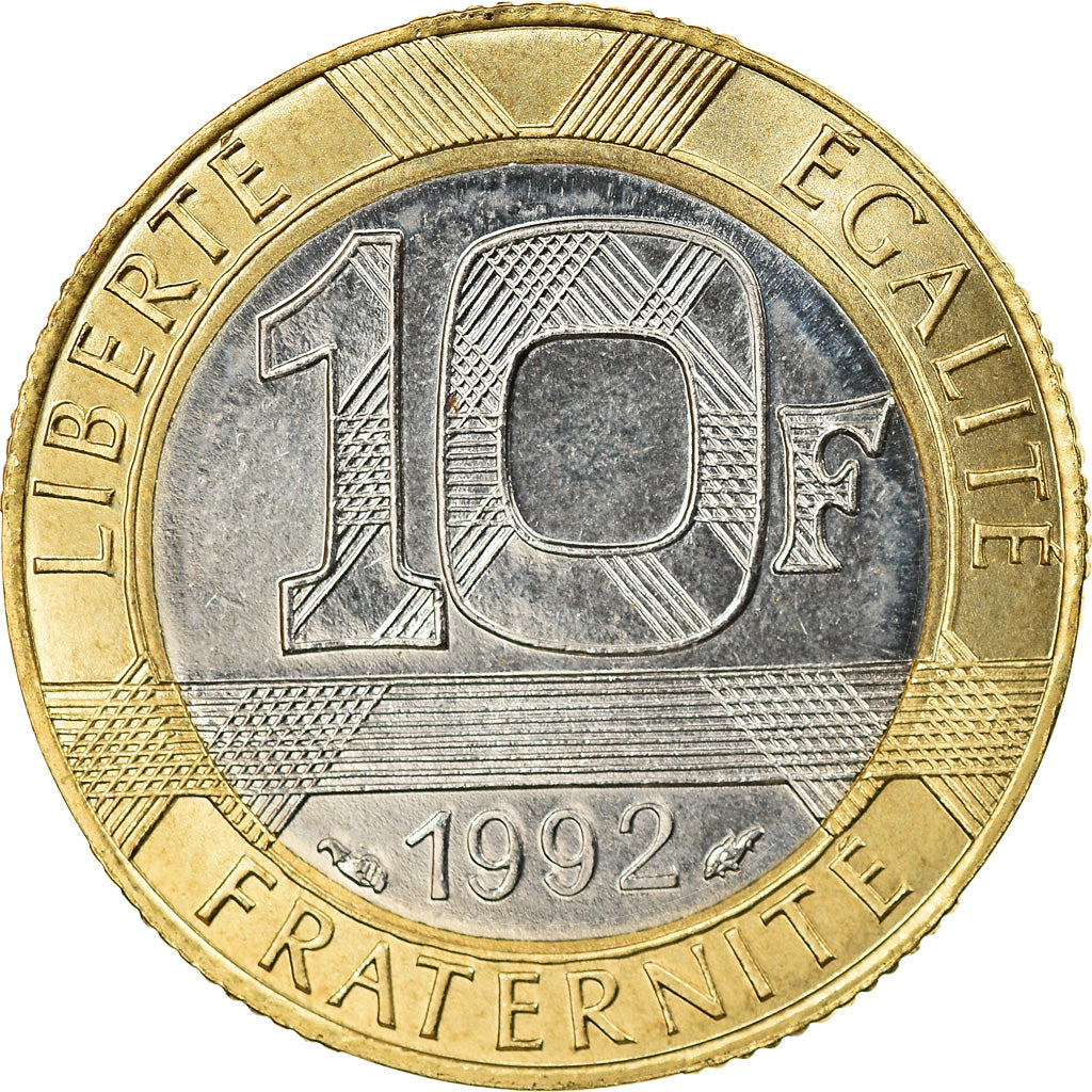 Coin, France, Génie, 10 Francs, 1992, Medal alignment, MS(64), Bi-Metallic