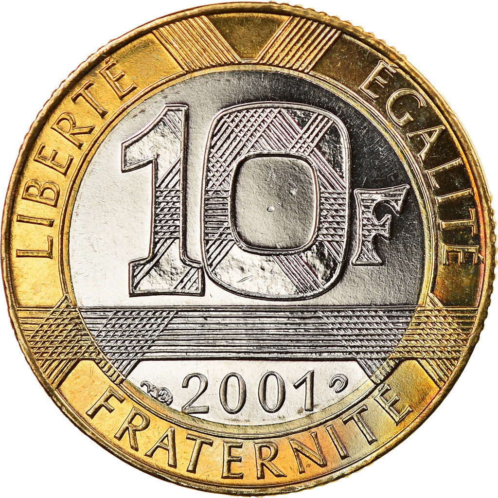 Munten, Frankrijk, Génie, 10 Francs, 2001, Paris, BU, UNC, Aluminum-Bronze