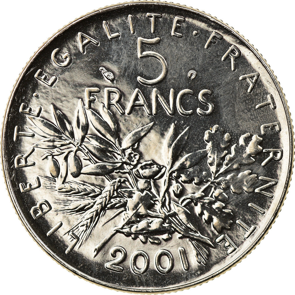 Coin, France, Semeuse, 5 Francs, 2001, Paris, BU, MS(64), Nickel Clad