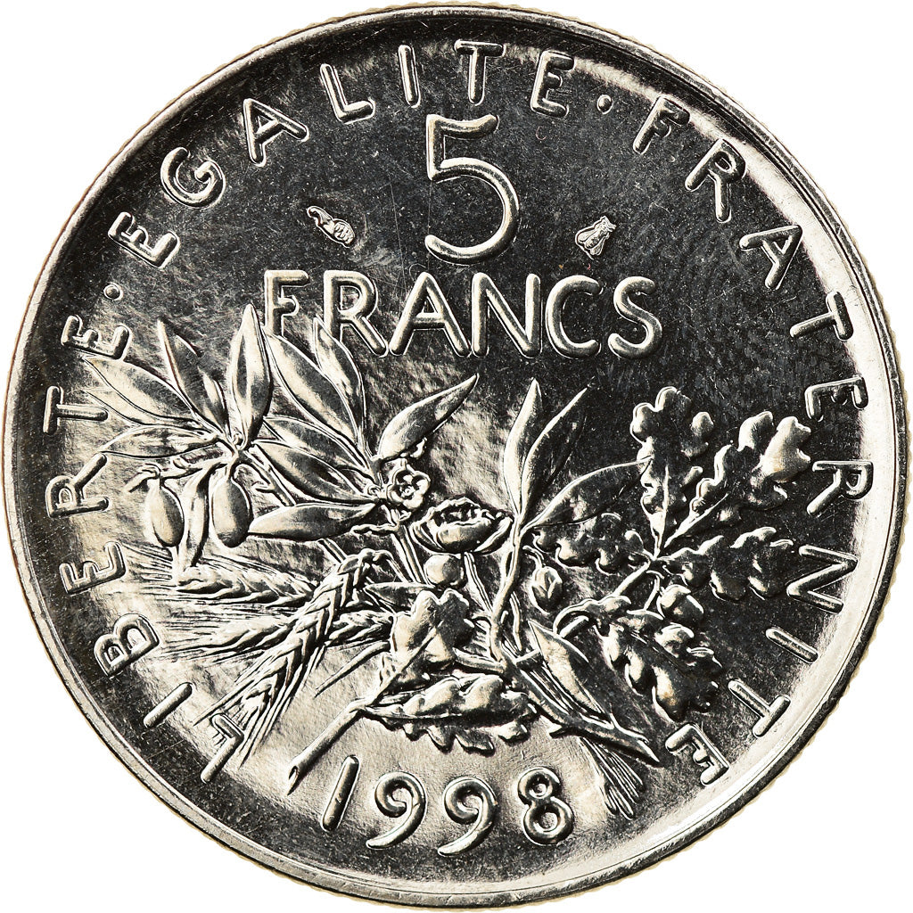 Moneta, Francia, Semeuse, 5 Francs, 1998, Paris, BU, SPL+, Nichel placcato