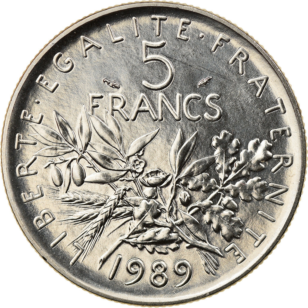Moneta, Francia, Semeuse, 5 Francs, 1989, Paris, BU, SPL+, Nichel placcato