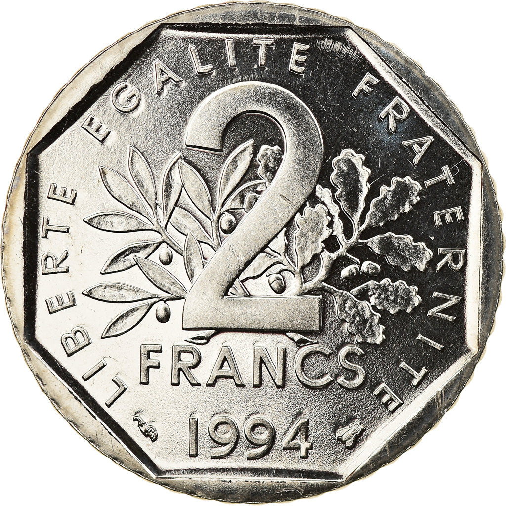 Münze, Frankreich, Semeuse, 2 Francs, 1994, Paris, UNZ+, Nickel, KM:942.1