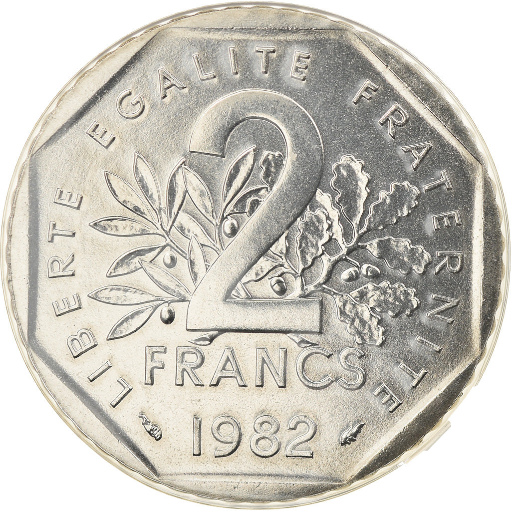 Moeda, França, Semeuse, 2 Francs, 1982, Paris, FDC, MS(65-70), Níquel