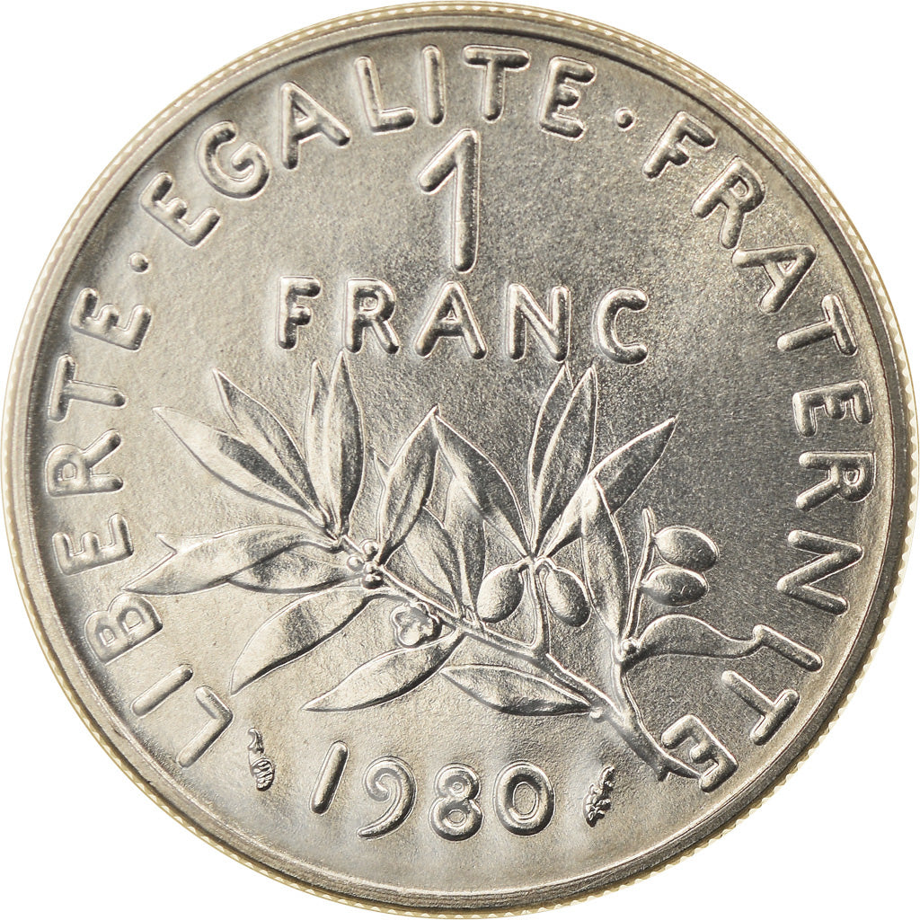 Coin, France, Semeuse, Franc, 1980, Paris, MS(65-70), Nickel, KM:925.1