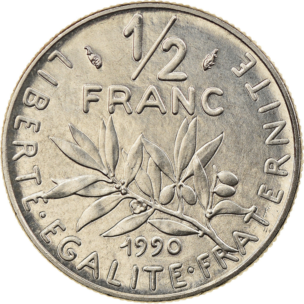 Monnaie, France, Semeuse, 1/2 Franc, 1990, Paris, SPL+, Nickel, Gadoury:429