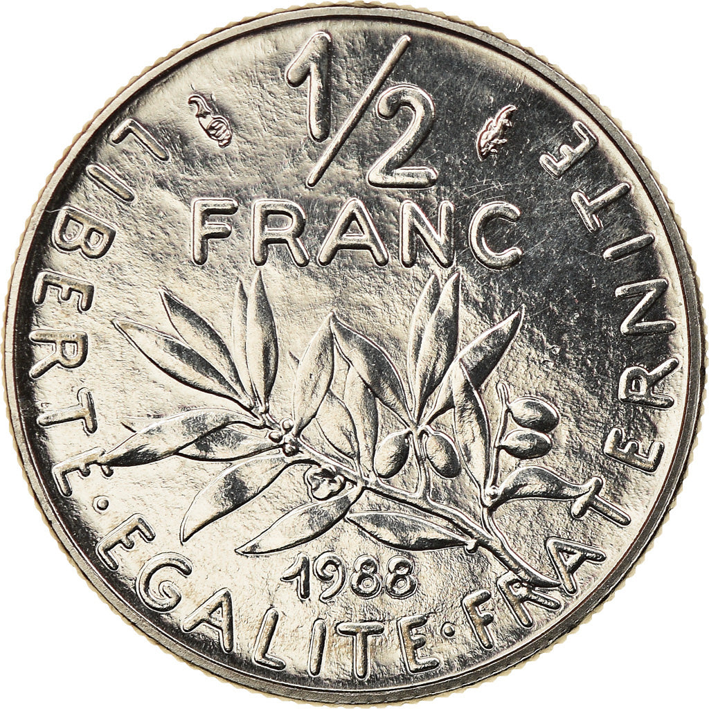 Coin, France, Semeuse, 1/2 Franc, 1988, Paris, MS(64), Nickel, KM:931.1