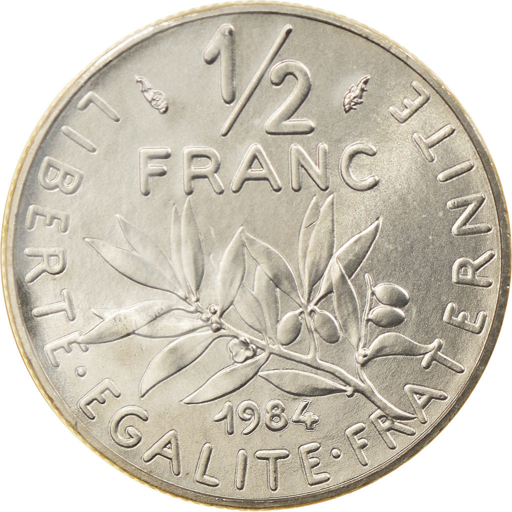 Moeda, França, Semeuse, 1/2 Franc, 1984, Paris, FDC, MS(65-70), Níquel