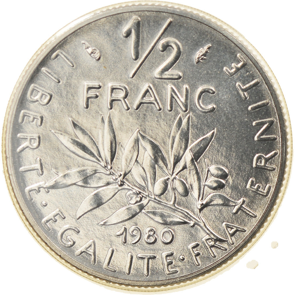 Münze, Frankreich, Semeuse, 1/2 Franc, 1980, Paris, STGL, Nickel, KM:931.1