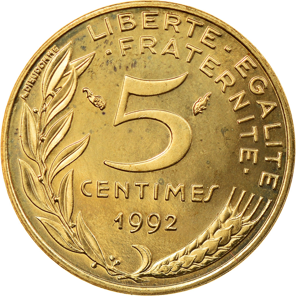 Coin, France, Marianne, 5 Centimes, 1992, Paris, Medal alignment, MS(64)