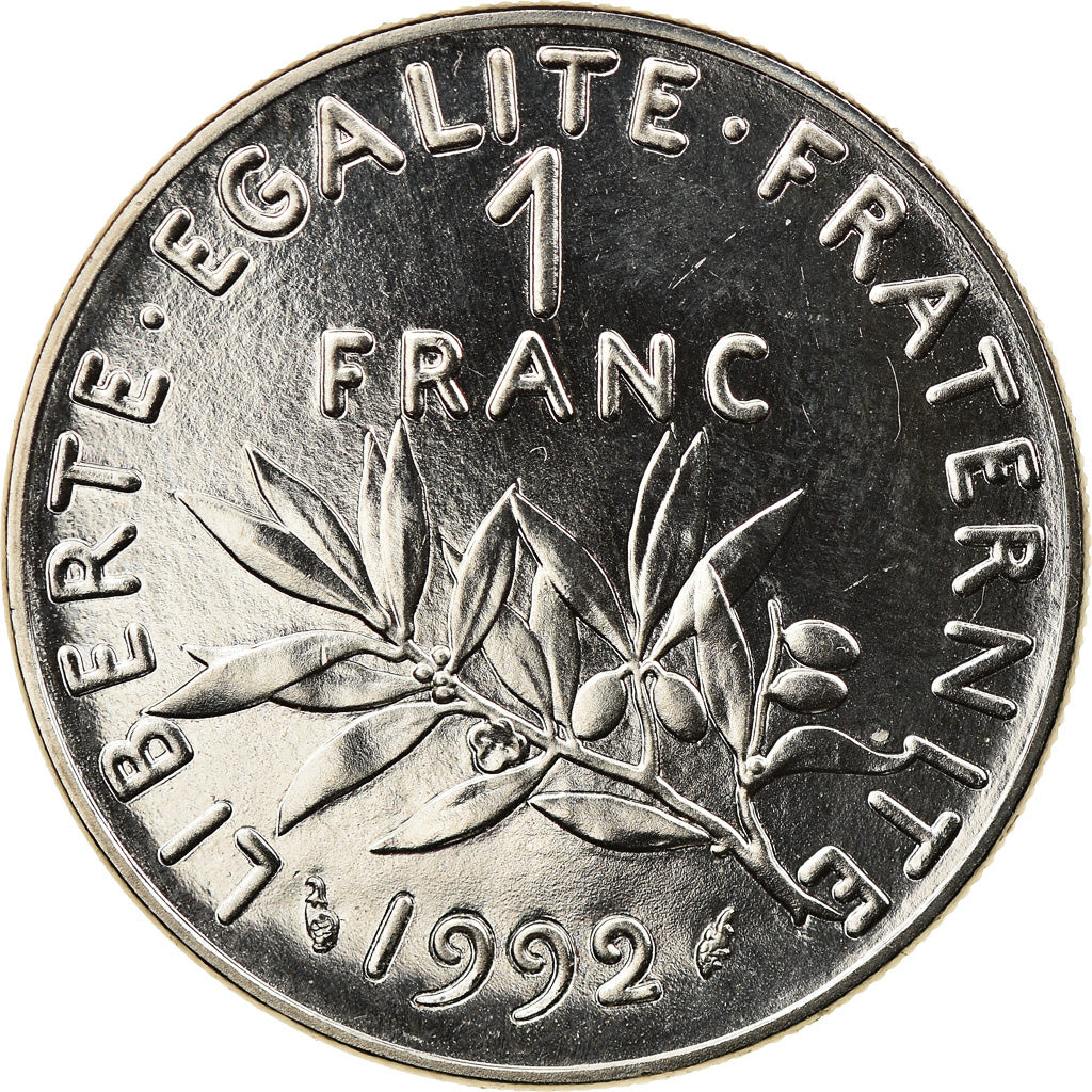Coin, France, Semeuse, Franc, 1992, Paris, Medal alignment, MS(64), Nickel