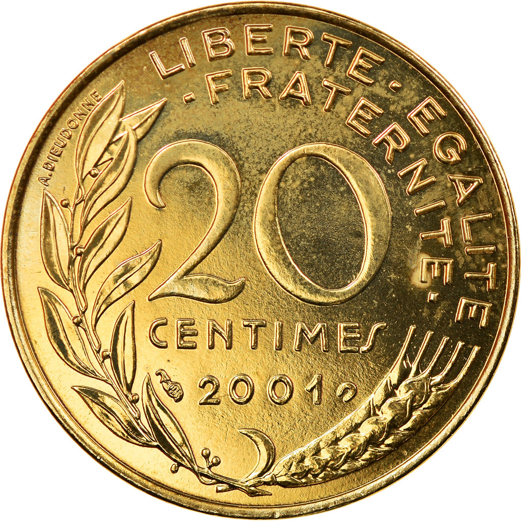 Moneta, Francia, Marianne, 20 Centimes, 2001, Paris, SPL+, Alluminio-bronzo