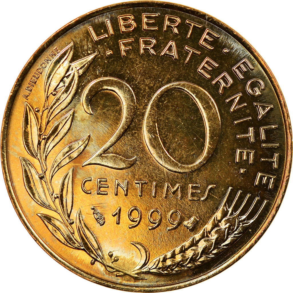Moneta, Francia, Marianne, 20 Centimes, 1999, Paris, SPL+, Alluminio-bronzo