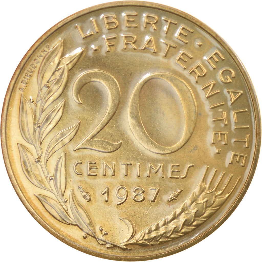 Moneta, Francia, Marianne, 20 Centimes, 1987, Paris, FDC, Alluminio-bronzo