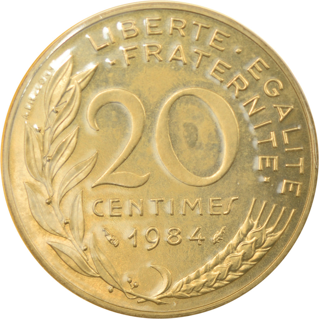 Moeda, França, Marianne, 20 Centimes, 1984, Paris, FDC, MS(65-70)