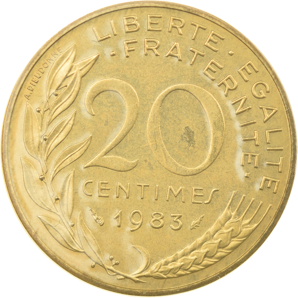 Moneta, Francia, Marianne, 20 Centimes, 1983, Paris, FDC, Alluminio-bronzo