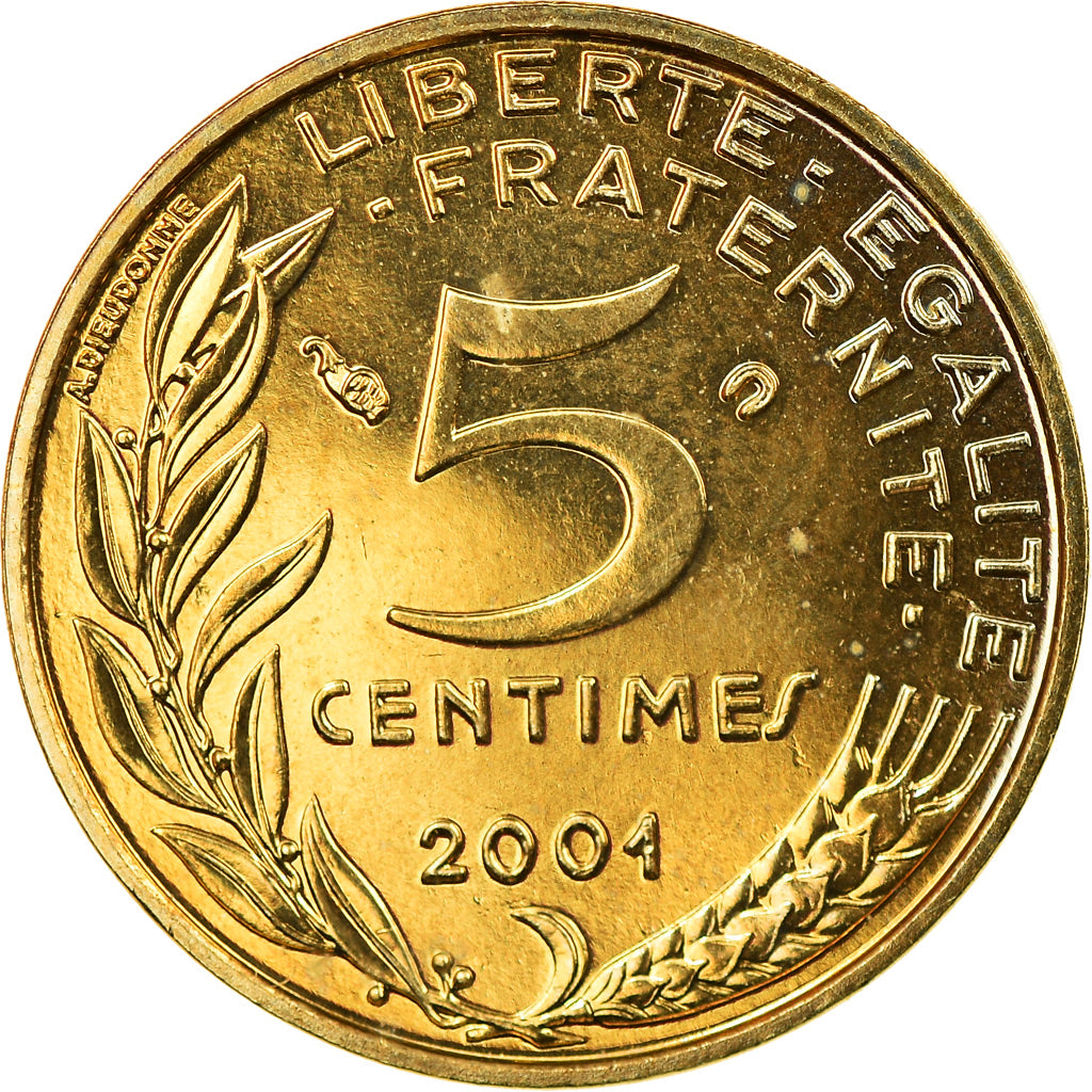 Coin, France, Marianne, 5 Centimes, 2001, Paris, BU, MS(64), Aluminum-Bronze